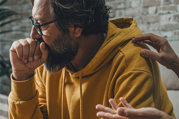 Man having a panic attack